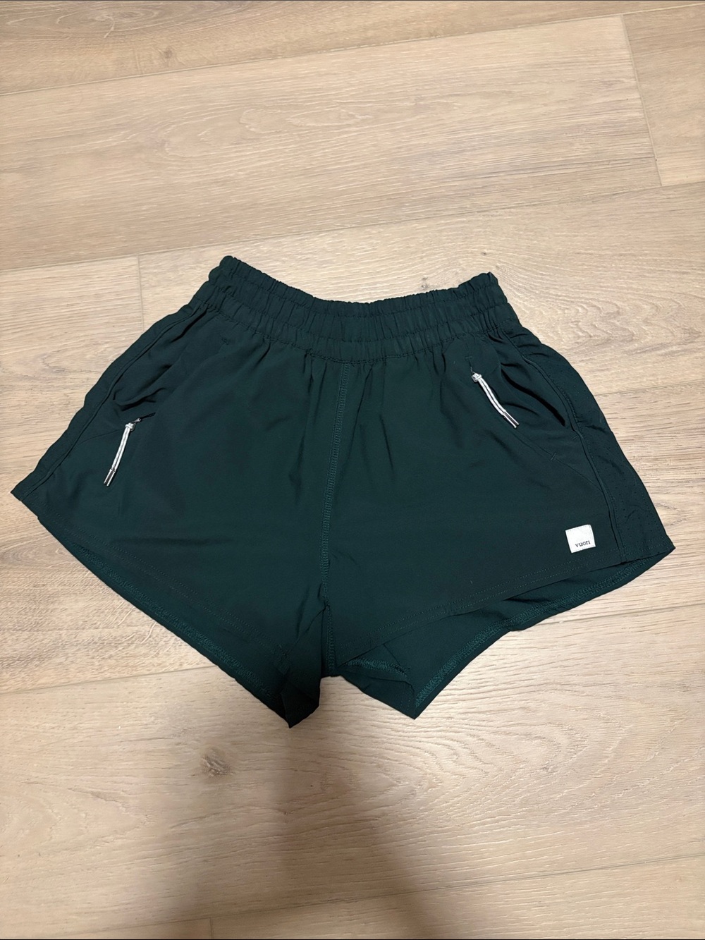 Vuori Forest Green Athletic Zip-Pocket Shorts